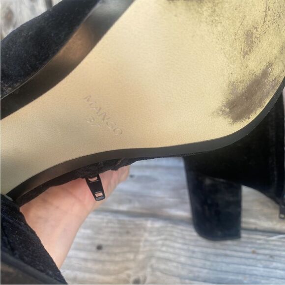 Mango Velvet heel ankle boot black size 7 - Picture 6 of 10